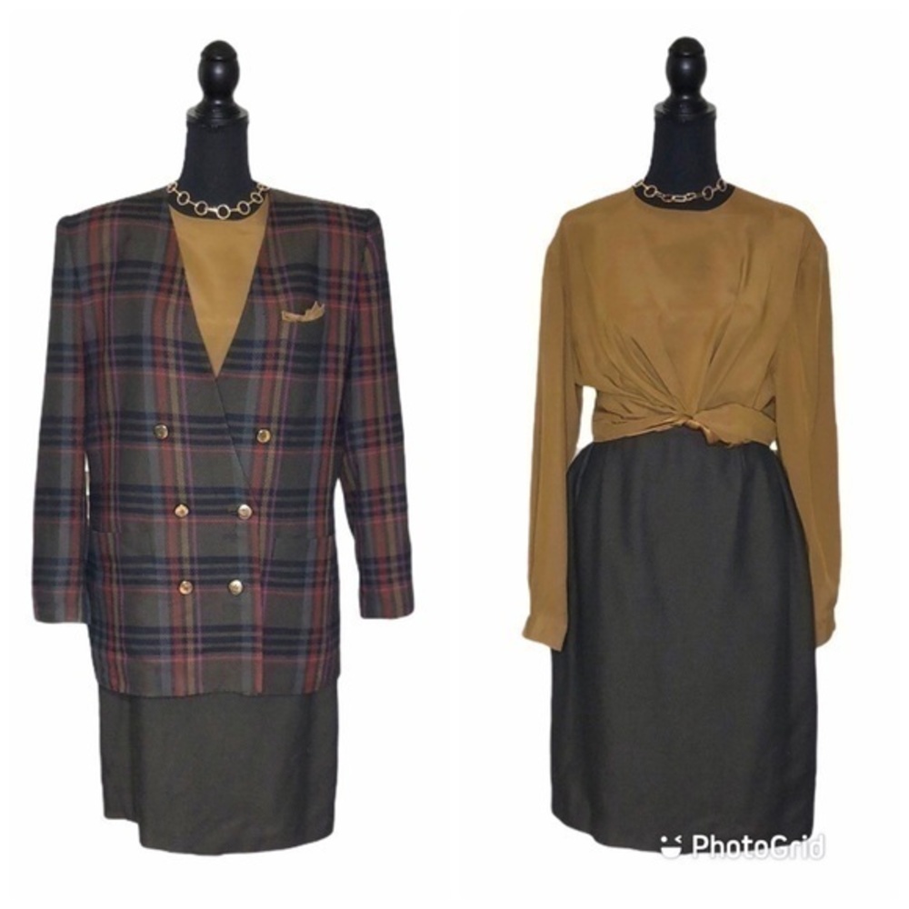 Kasper A.S.L 3 pc Plaid Skirt Suit Sz 16